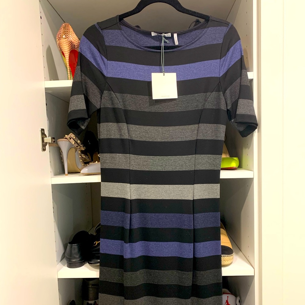 New Three Dots Stripe Dress Medium